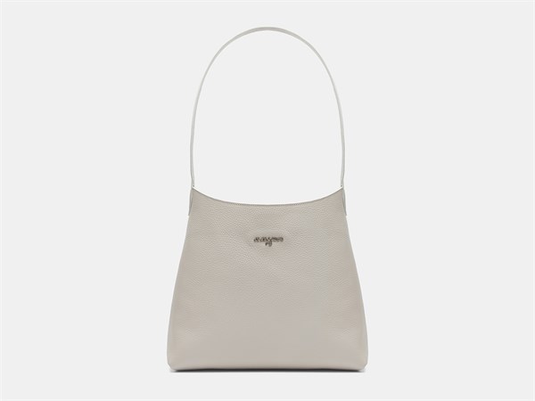 Сумка мешок кожаная светло-серая W55 Light Gray - фото 12048