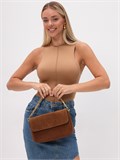 Сумка женская замшевая на цепочке рыжая WK17 Cognac