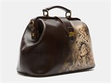 Сумка - саквояж женский W23R Brown L Девушка и гепард 58537